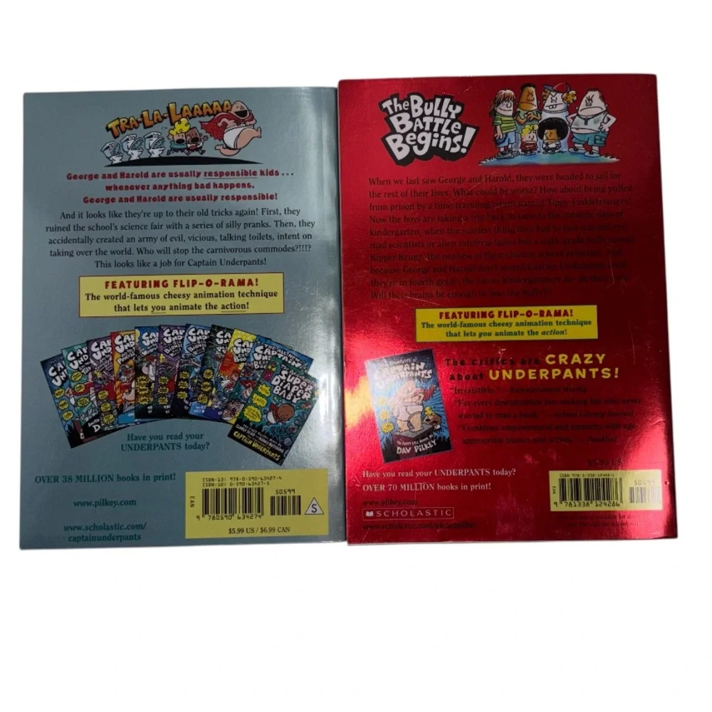 Captain Underpants by Dav Pilkey 2 Paperback Books Scholastic Reading Book #2 #9